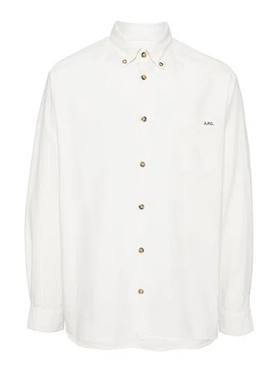Apc A.p.c. Classic Button-down Shirt With Subtle Logo Detail In Multi