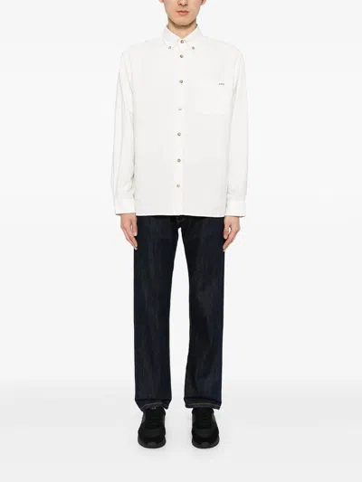 Apc A.p.c. Classic Button-down Shirt With Subtle Logo Detail In Multi