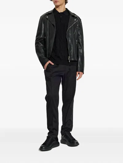 Alexander Mcqueen Piercing Leather Jacket In Black
