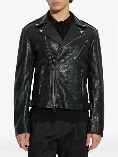 Alexander Mcqueen Piercing Leather Jacket In Black
