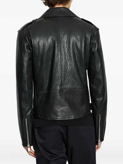 Alexander Mcqueen Piercing Leather Jacket In Black
