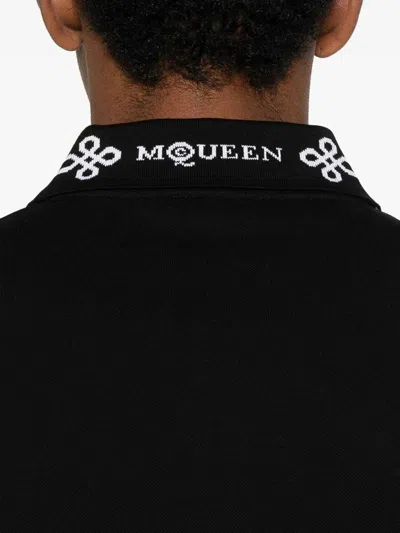 Alexander Mcqueen Polo Shirt With Logo On The Collar In Black