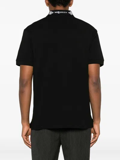 Alexander Mcqueen Polo Shirt With Logo On The Collar In Black