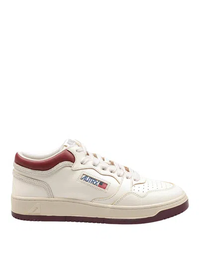 Autry Med-way Mid Syrah Marsh Leather Sneakers In White