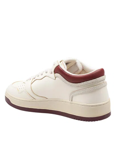 Autry Med-way Mid Syrah Marsh Leather Sneakers In White