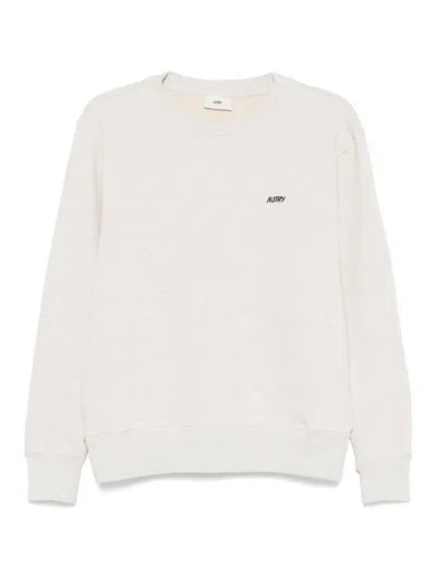 Autry Crew Neck Sweatshirt In Soft Gray Cotton In Neutral