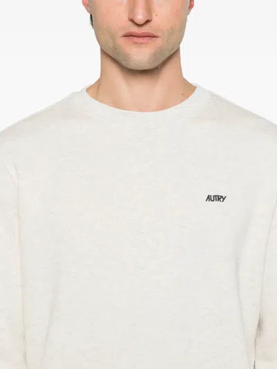 Autry Crew Neck Sweatshirt In Soft Gray Cotton In Neutral