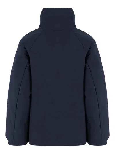 Aspesi Cotton Blend Jacket With High Collar And Flap Pockets In Blue
