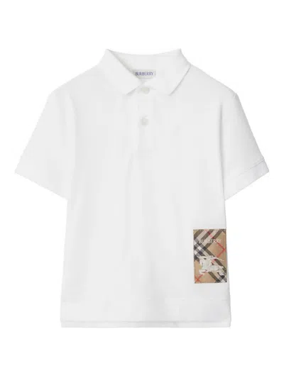Burberry Check Label Polo Shirt In White