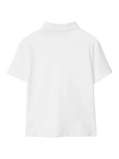 Burberry Check Label Polo Shirt In White