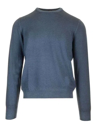 Barba Napoli Crew Neck Wool Sweater In Blue