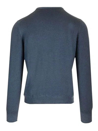 Barba Napoli Crew Neck Wool Sweater In Blue