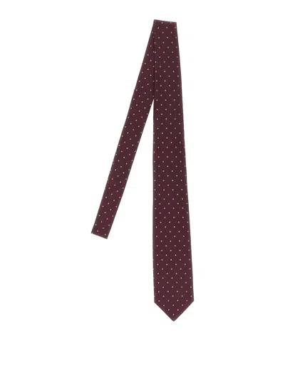 Barba Napoli Slim Pointed Tip Tie With Polka Dot Pattern In Burgundy