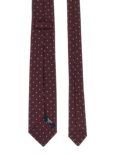 Barba Napoli Slim Pointed Tip Tie With Polka Dot Pattern In Burgundy