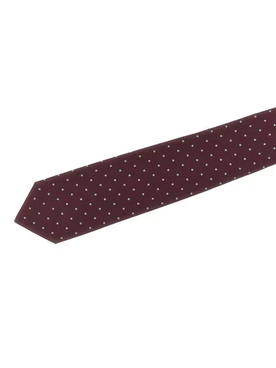 Barba Napoli Slim Pointed Tip Tie With Polka Dot Pattern In Burgundy