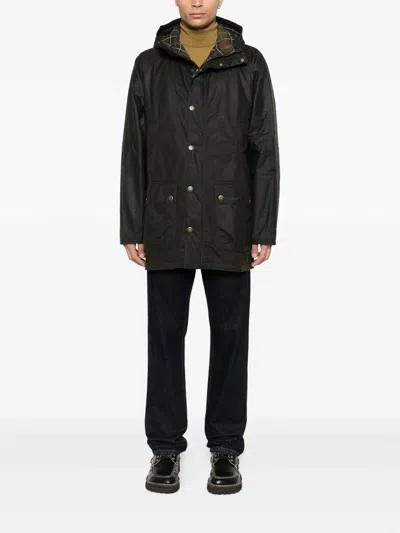 Barbour Bedale Waxed Parka In Black