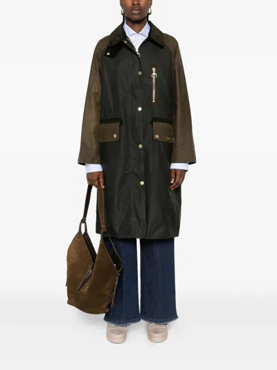 Barbour Raglan-sleeve Buttoned Coat In Black