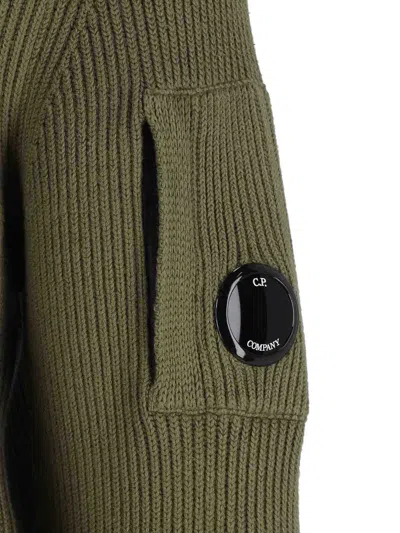 C.p. Company Chunky Ribbed Knit Sweater With Distinctive Patch Pocket In Green