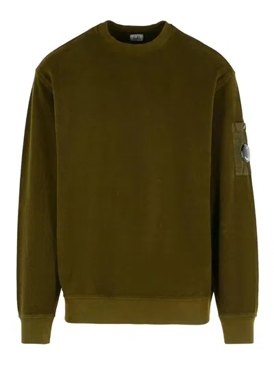 C.p. Company Military Cotton Sweater Featuring Arm Pocket In Brown