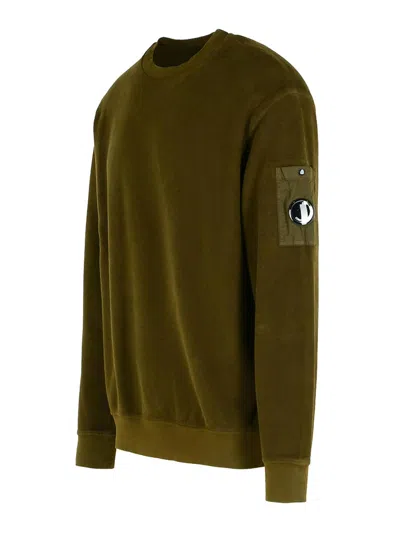 C.p. Company Military Cotton Sweater Featuring Arm Pocket In Brown