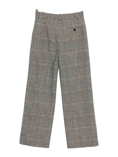 Circolo 1901 Check Pattern Wide Leg Cotton Trousers In Gray