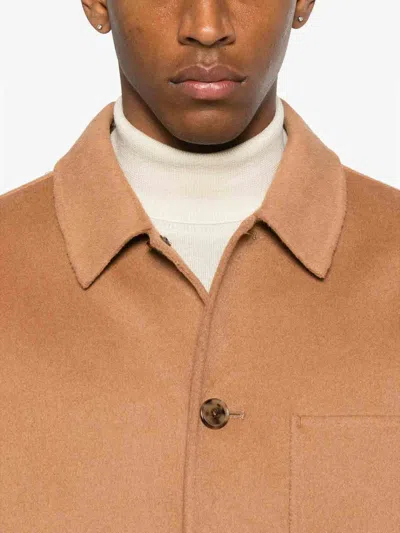 Calvin Klein Buttoned Patch-pocket Jacket In Brown