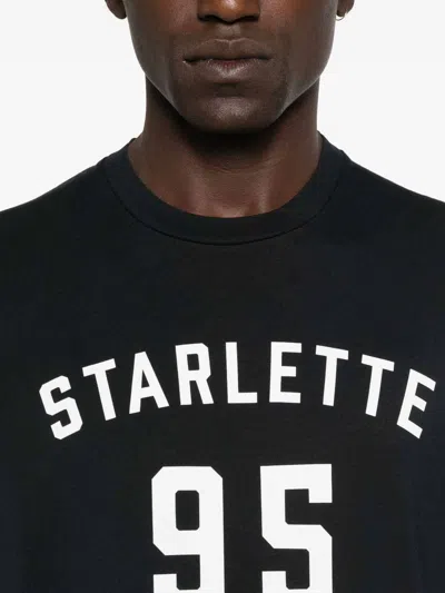 Dsquared2 Printed Black T-shirt With Bold White Details In Black