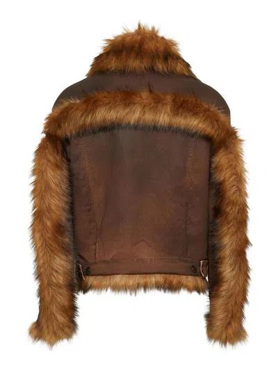 Dsquared2 Insulated Denim Jacket In Brown