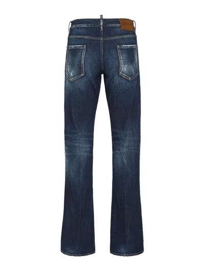 Dsquared2 The American Blue Jeans With Logo Patch On The Rear And Faded Effect In Denim Man In Blue