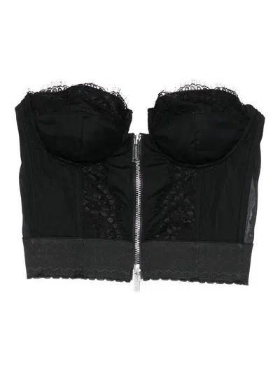 Dsquared2 Strapless Lace Cropped Corset Top In Black