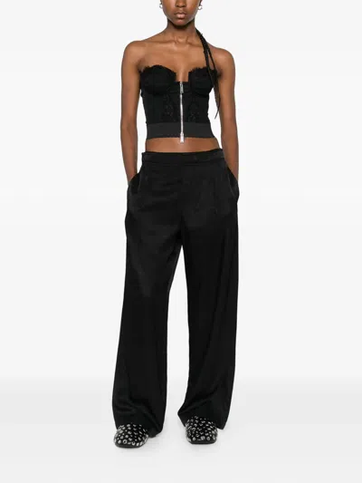 Dsquared2 Strapless Lace Cropped Corset Top In Black