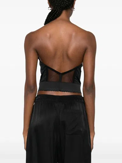 Dsquared2 Strapless Lace Cropped Corset Top In Black