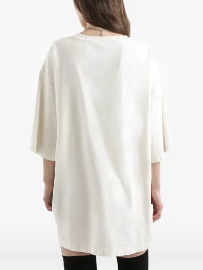 Dolce & Gabbana Women White Crew Neck T-shirt With Maxi Print On The Front In Cotton Woman In White