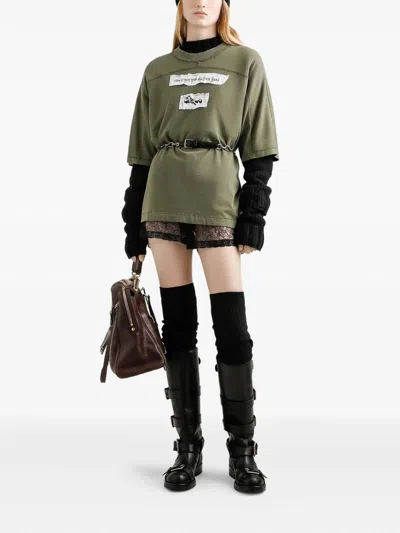 Dolce & Gabbana Panelled Graphic-print T-shirt In Green