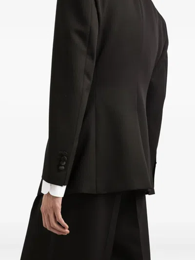 Dolce & Gabbana Satin Lapel Blazer Structured Shoulders Straight Hem In Black