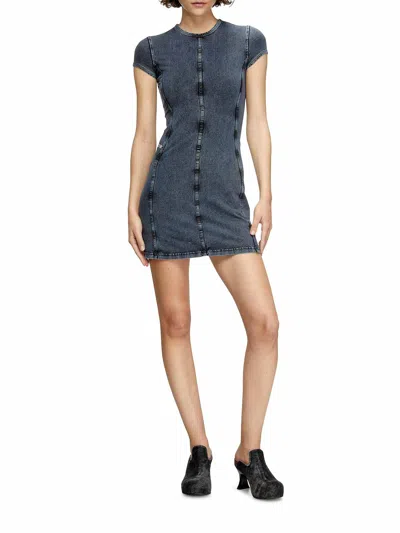 Diesel Mini Dress In Denim-look Jersey In Blue