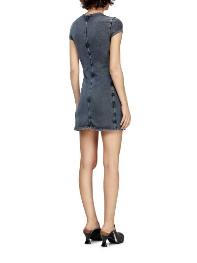 Diesel Mini Dress In Denim-look Jersey In Blue