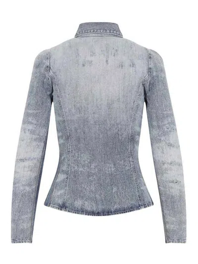 Diesel Shirt In Distressed Honeycomb Denim In Blue