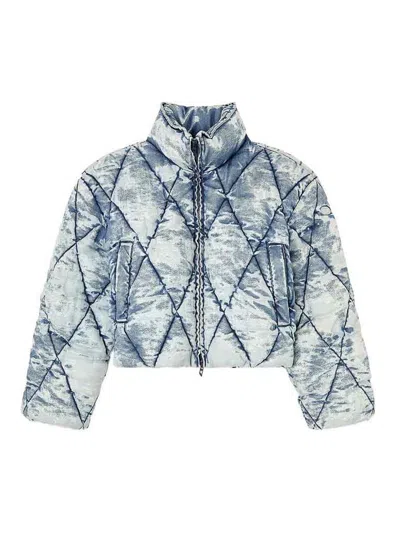 Diesel Women W-histel Denim Down Jacket In Blue