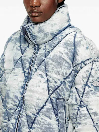 Diesel Women W-histel Denim Down Jacket In Blue