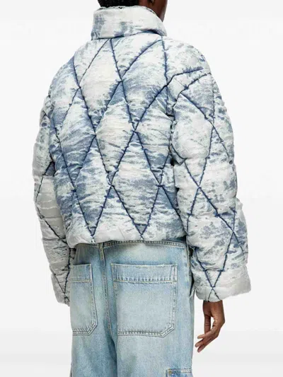 Diesel Women W-histel Denim Down Jacket In Blue