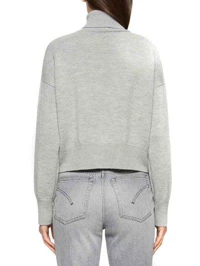 Dondup Cropped Grey Wool Sweater With High Neck In Gray