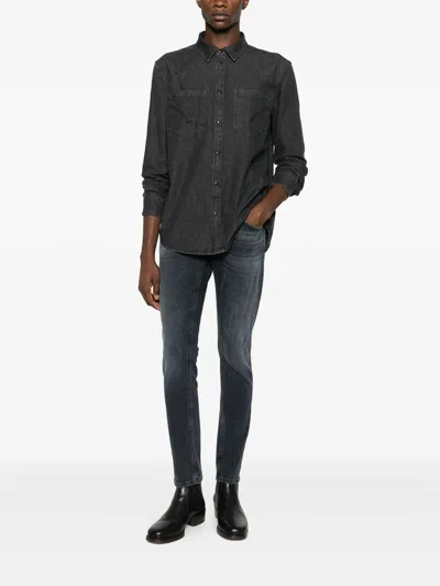 Dondup Brighton Straight Cut Denim Trousers In Blue