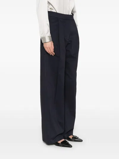 Emporio Armani Cotton Wide-leg Trousers In Blue