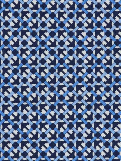 Ferragamo Anteo Gancini Print Silk Tie In Blue
