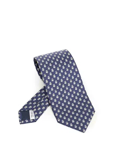 Ferragamo Silk Tie Ties And Bow Ties Blue In Brown