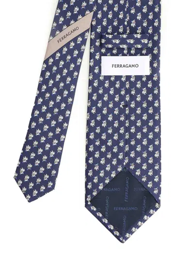 Ferragamo Silk Tie Ties And Bow Ties Blue In Brown