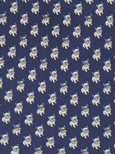 Ferragamo Silk Tie Ties And Bow Ties Blue In Brown