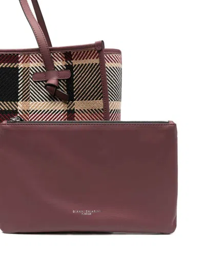 Gianni Chiarini Shopper With Check Pattern In Red