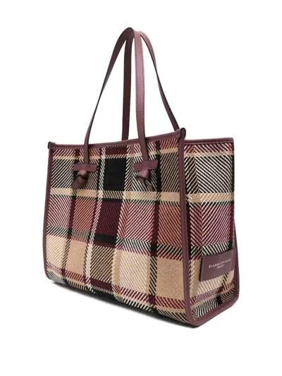 Gianni Chiarini Shopper With Check Pattern In Red